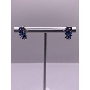 Infinity Different Shape And Color Blue Gemstones Earrings Sterling Silver